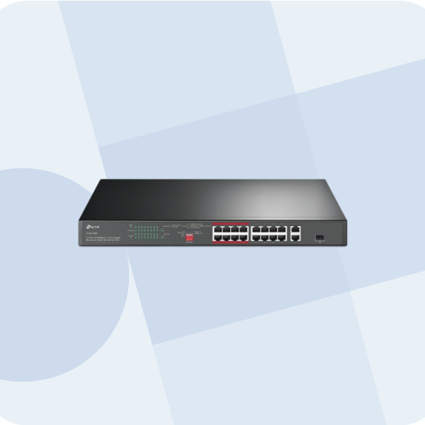 TP-LINK 16-Port 10/100 Mbps + 2-Port Gigabit Rackmount Switch with 16-Port PoE+ - TL-SL1218P